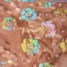 201543-2-051 - Light Brown Batik with pastel flowers - BACK IN STOCK JULY 6