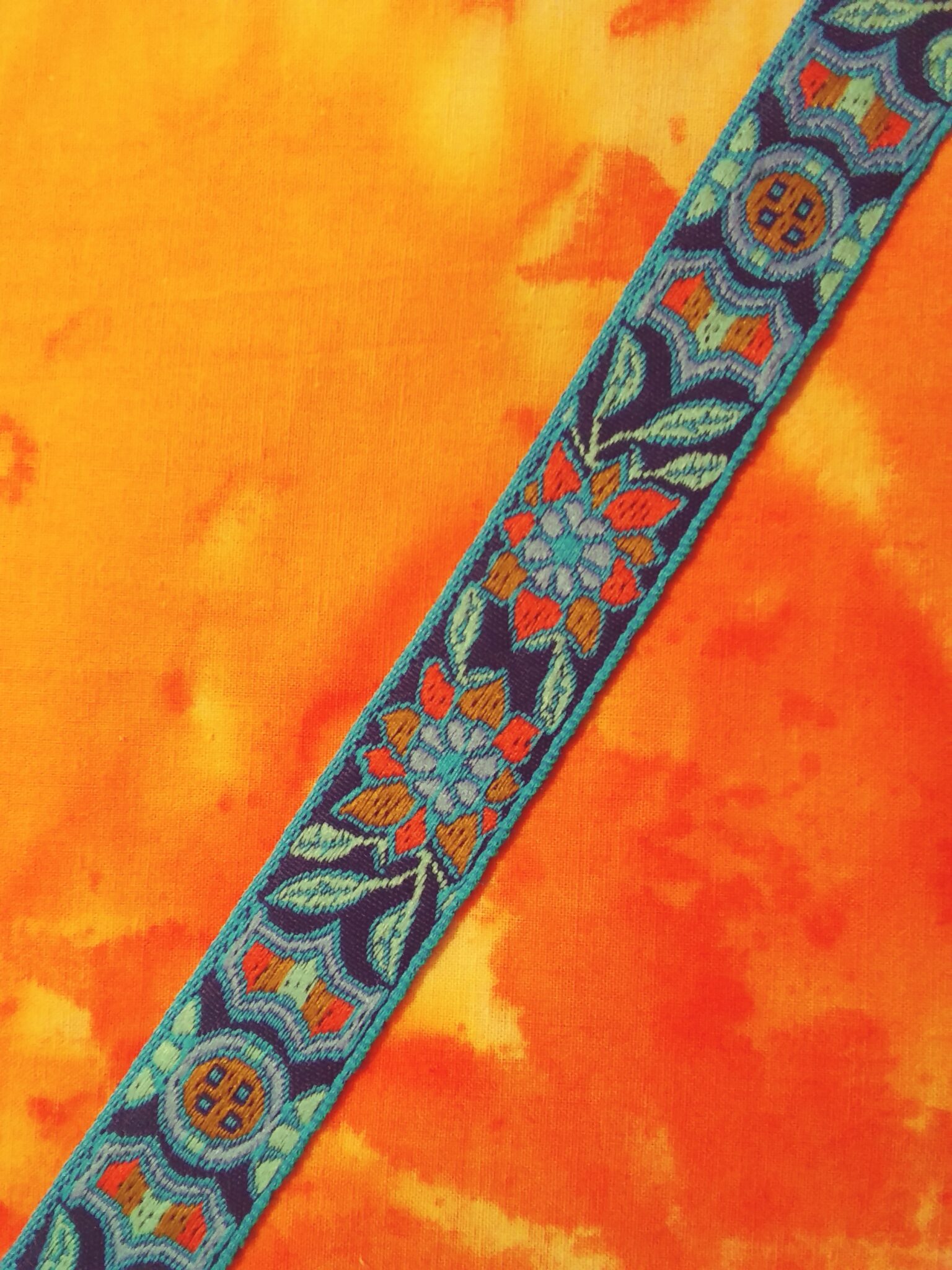 NEW JAQ75219 3/4″ Indigo Blue/Mint Green/Sienna Jacquard Trim